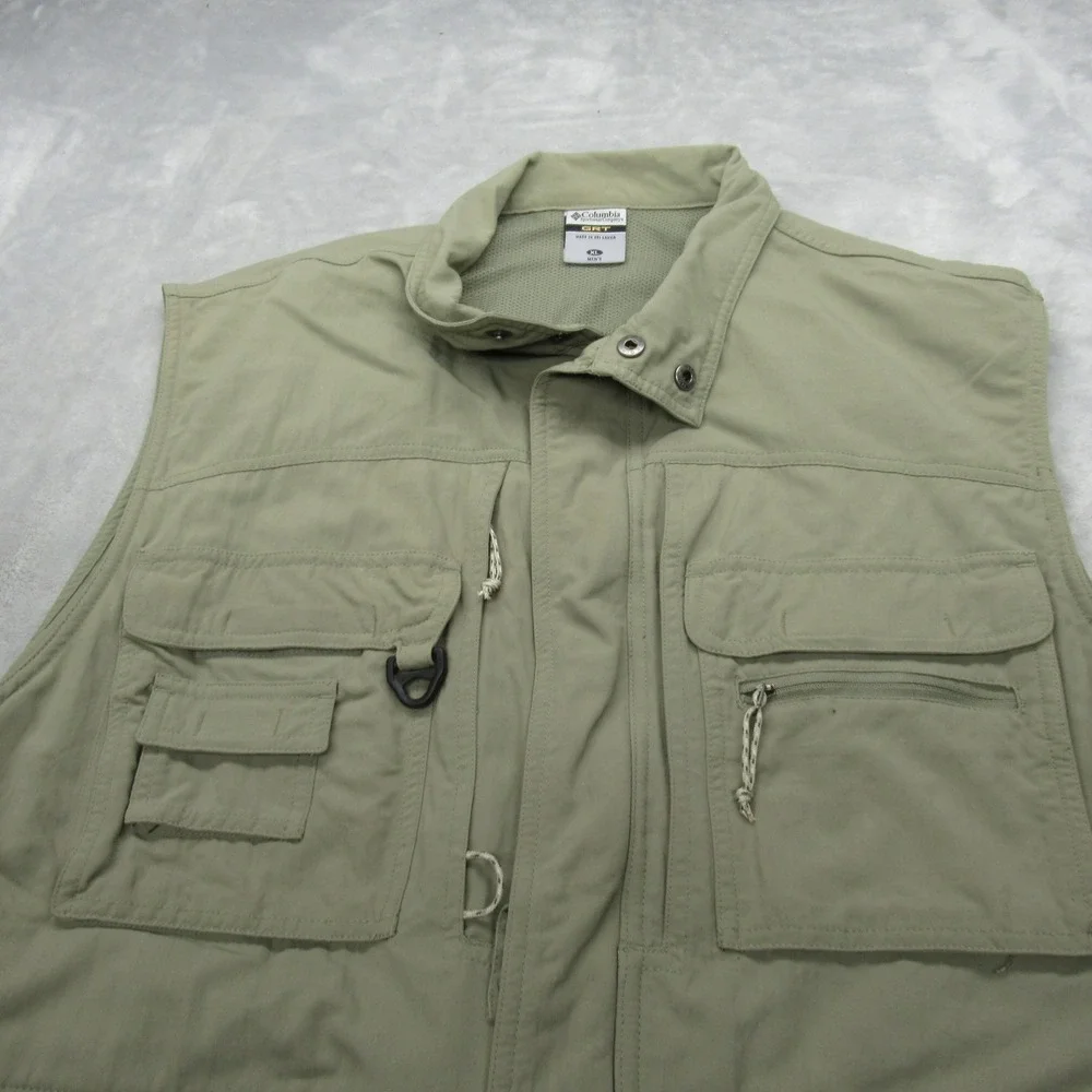 Columbia GRT Vest Mens XL Beige Pockets Fishing Hiking Utility Gorpcore‎ Outdoor